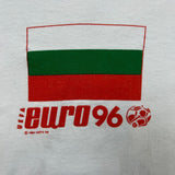 Vintage 1996 UEFA Euro Bulgaria T Shirt Mens Medium White Collar Print Soccer Tee
