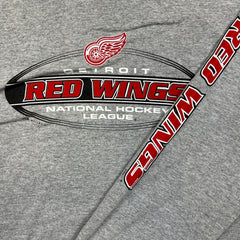 Vintage 90s Detroit Red Wings Long Sleeve Shirt Mens Medium Gray Bulletin NHL Hockey Tee
