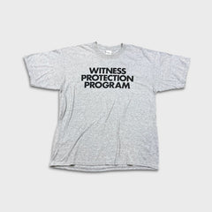 Vintage Y2K Witness Protection Program T Shirt Mens XL Gray Novelty Tee