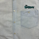 Vintage 1994 Flintstones Denim Shirt Mens XL Blue Light Wash Cartoon Button Up
