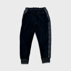 Champion Velour Pants Mens XL Black Script Taper Leg Side Tape Lounge Sweatpants