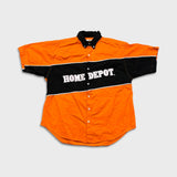 Vintage Y2K Tony Stewart Home Depot Shirt Mens XL Orange NASCAR Winner's Circle Button Up