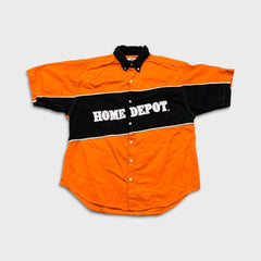 Vintage Y2K Tony Stewart Home Depot Shirt Mens XL Orange NASCAR Winner's Circle Button Up