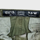 G-Star Raw 3301 Pants Mens 34x33 Green Regular Taper Leg Cuff Cargo Trouser