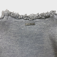 Michael Kors Sweatshirt Womens Small Gray Fringe Trim Knit Sweater Pullover