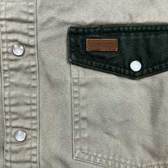 Vintage Carhartt Jean Jacket Womens Small Beige Workwear Thrashed Cropped Button Up