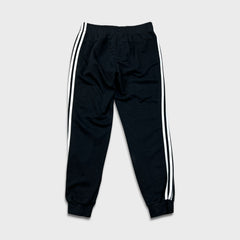 Adidas Sweatpants Mens Medium Black 3 Stripes Spell Out Taper Leg Fleece Jogger