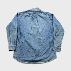 Vintage 90s Polo Ralph Lauren Denim Shirt Mens Large Blue Blake Casual Button Up