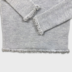 Michael Kors Sweatshirt Womens Small Gray Fringe Trim Knit Sweater Pullover