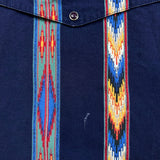 Vintage 90s Wrangler Shirt Mens XL Blue Faded Western Aztec Casual Button Up