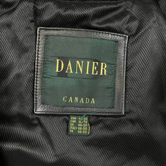 Vintage 90s Danier Leather Jacket Mens XL Black Heavyweight Full Zip Coat