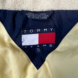 Vintage 90s Tommy Hilfiger Jacket Mens XL Blue Tommy Flag Full Zip Puffer Down Bomber