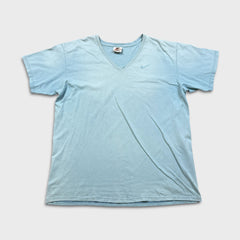 Vintage 90s Nike Sportswear T Shirt Mens XL Blue Faded V Neck Made In USA Tee