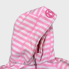 Lululemon Scuba Hoodie Womens Size 10 Pink Striped Full Zip Hooded Sweater