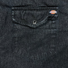 Dickies Denim Shirt Mens 2XL Black Dark Wash Casual Western Button Up