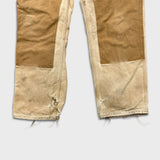 Vintage 90s Carhartt Pants Mens 36x29 Beige Double Knee Distressed USA Workwear