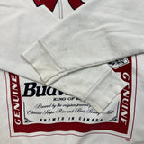 Vintage 90s Budweiser Hoodie Mens Medium White King of Beer Hooded Sweater