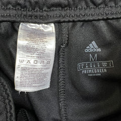 Adidas Track Pants Mens Medium Black 3 Stripe Spell Out Training Athletic Jogger