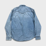 Levi's Barstow Western Denim Shirt Mens Medium Blue Light Wash Western Pearl Snap