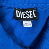 Diesel T Kal Patch Polo Shirt Mens Medium Blue Short Sleeve Box Logo Pique Slim