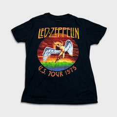 Led Zeppelin T Shirt Mens Large Black US Tour Graphic Band Short Sleeve Tee