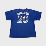 Vintage Majestic Toronto Blue Jays T Shirt Mens Large Blue Josh Donaldson MLB Baseball Tee