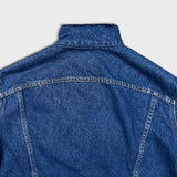 Vintage 90s Lee Storm Rider Denim Jacket Mens Large Blue Blanket Lined USA Trucker Western