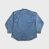 Vintage 90s Levi's Denim Shirt Mens XL Blue Orange Tab Western Button Up