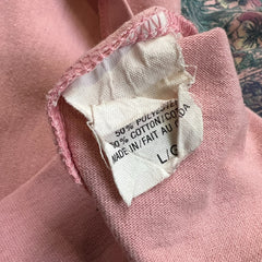 Vintage 90s Cat Window T Shirt Mens Large Pink Floral Nature Graphic Art Tee