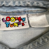 Vintage 1993 Looney Tunes Denim Shirt Mens XL Blue Light Wash Cartoon Classics