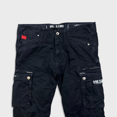 Diesel Only The Brave Pants Mens 34x26 Black Straight USA Cargo Utility Trouser