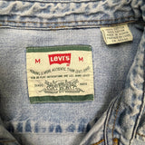 Vintage 90s Levi's Denim Shirt Mens Medium Blue Faded Light Wash Button Up