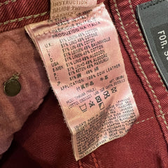 Diesel Jeans Mens 31x34 Red Thavar Regular Slim Skinny Paint Faded Denim Pants