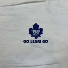 Vintage 90s Toronto Maple Leafs T Shirt Mens XL White Go Leafs Go Ford Bell Hockey Tee