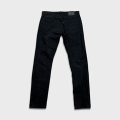 Levi's 512 Jeans Men 34x32 Black Slim Taper Leg Dark Wash Distress Stretch Denim Pants