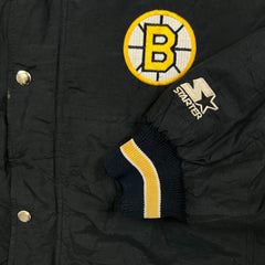 Vintage 90s Starter Boston Bruins Jacket Mens Medium Black NHL Hockey Full Zip