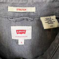 Levi's Barstow Western Denim Shirt Mens Large Gray Stone Wash Stretch Pearl Snap