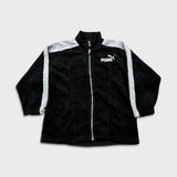 Vintage 90s PUMA Fleece Women XS Black Full Zip Outdoor Jacket