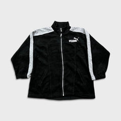 Vintage 90s PUMA Fleece Women XS Black Full Zip Outdoor Jacket
