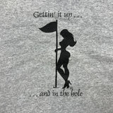 Vintage 90s Steve & Barrys Golf T Shirt Mens Large Gray Getting It Up And In The Hole Humor Funny Tee