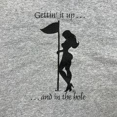 Vintage 90s Steve & Barrys Golf T Shirt Mens Large Gray Getting It Up And In The Hole Humor Funny Tee