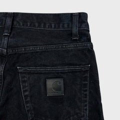 Carhartt WIP Jeans Mens 29x34 Black Klondike Faded Dark Wash Slim Tapered Denim Pants