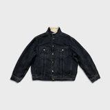 Vintage 90s Lee Storm Rider Denim Jacket Mens XL Black Stone Wash Blanket Lined Trucker Western