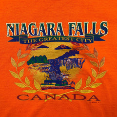 Vintage 90s Niagara Falls Canada T Shirt Mens Medium Orange Graphic Tee