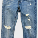 Levi's 501 Jeans Womens 25x30 Blue Original Fit Straight Distressed Medium Wash Pants