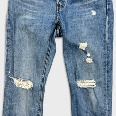 Levi's 501 Jeans Womens 25x30 Blue Original Fit Straight Distressed Medium Wash Pants