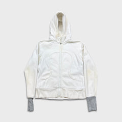 Lululemon Scuba Hoodie Womens Size 10 White Full Zip Sports Hooded Sweatshirt