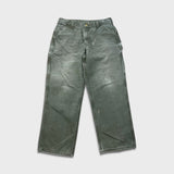 Carhartt Pants Mens 32x29 Green Original Dungaree Fit Workwear Distress Carpenter