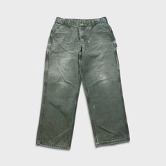 Carhartt Pants Mens 32x29 Green Original Dungaree Fit Workwear Distress Carpenter