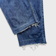 Vintage 90s Levi's 516 Jeans Mens 34x30 Blue Slim Fit Straight Leg Frayed Denim Pants